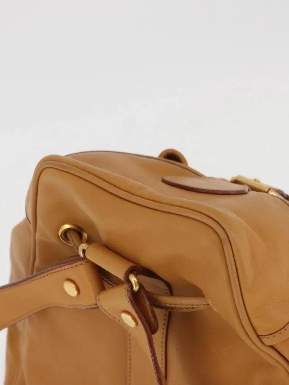 GUCCI Backpack Leather Beige Gold 003 58 0008 Auth 182383